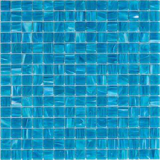 MiR Alma Solid Color 0.8" Stella Blue 12" x 12" Glass Mosaic