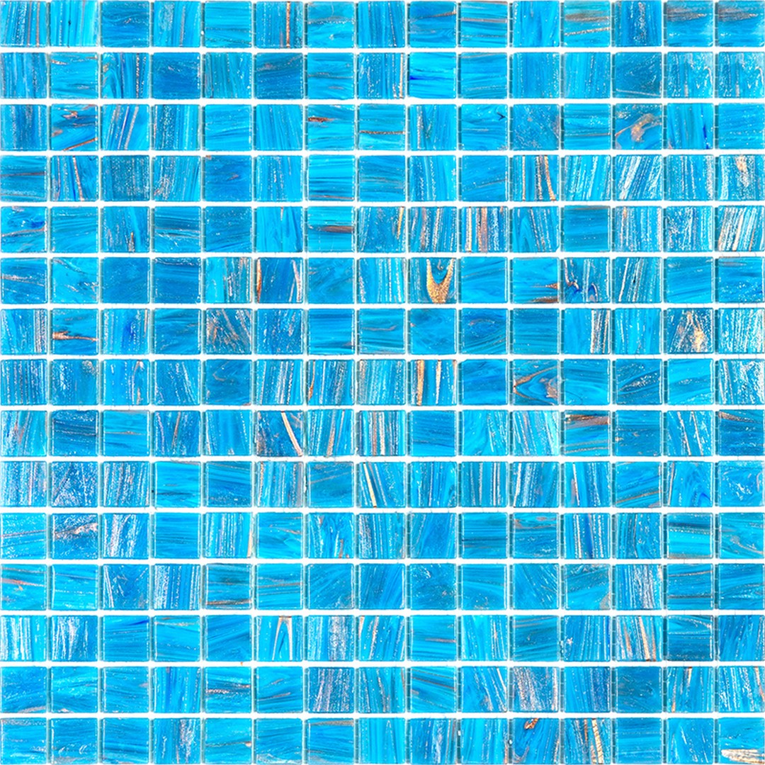 MiR Alma Solid Color 0.8" Stella Blue 12" x 12" Glass Mosaic