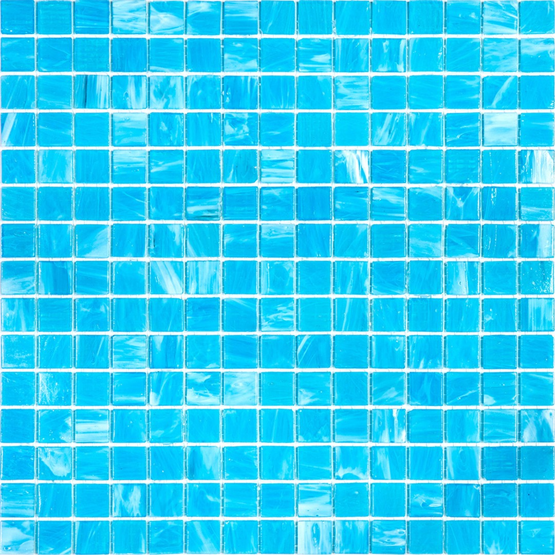 MiR Alma Solid Color 0.8" Stella Blue 12" x 12" Glass Mosaic