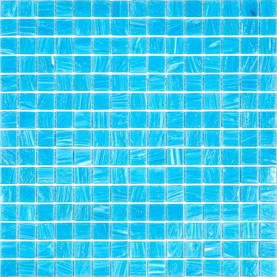 MiR Alma Solid Color 0.8" Stella Blue 12" x 12" Glass Mosaic