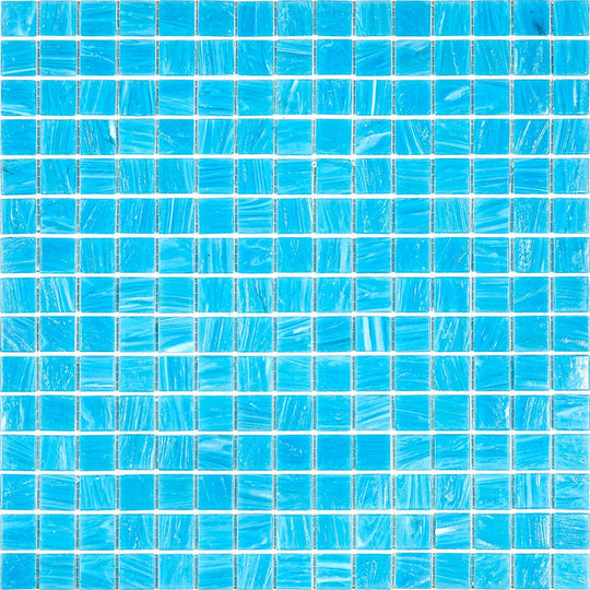 MiR Alma Solid Color 0.8" Stella Blue 12" x 12" Glass Mosaic