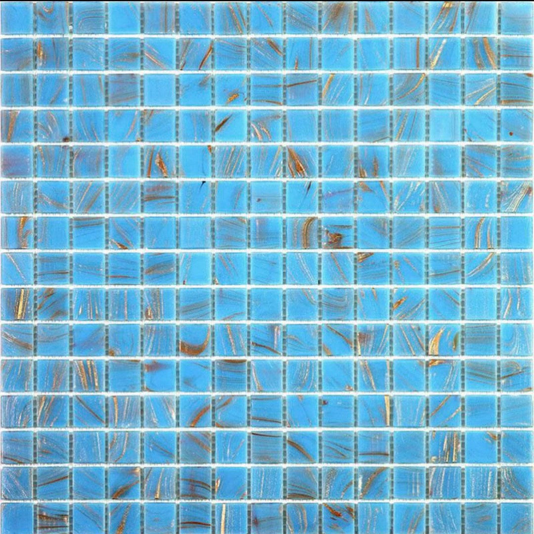 MiR Alma Solid Color 0.8" Stella Blue 12" x 12" Glass Mosaic