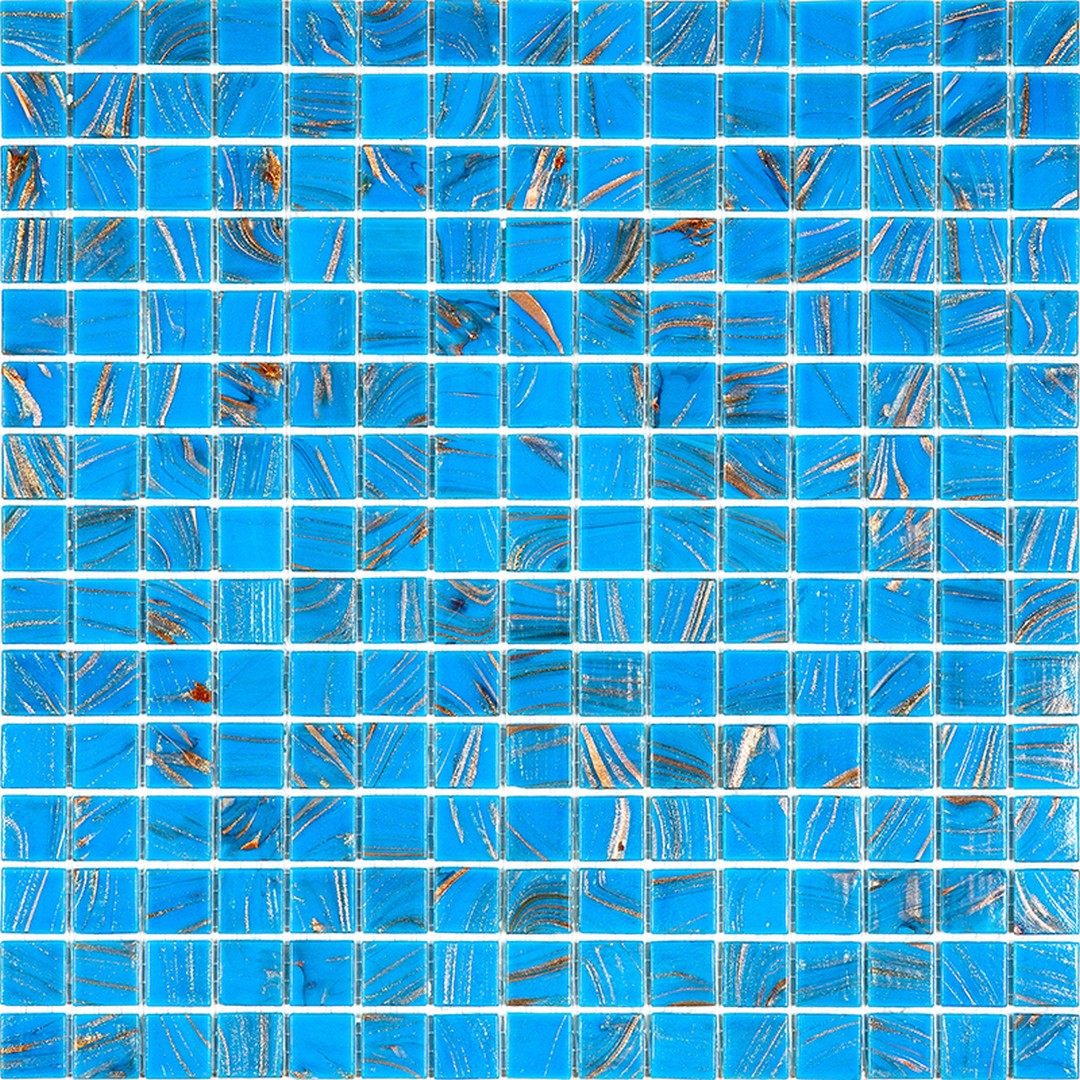 MiR Alma Solid Color 0.8" Stella Blue 12" x 12" Glass Mosaic