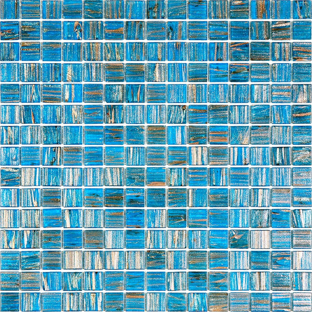 MiR Alma Solid Color 0.8" Stella Blue 12" x 12" Glass Mosaic