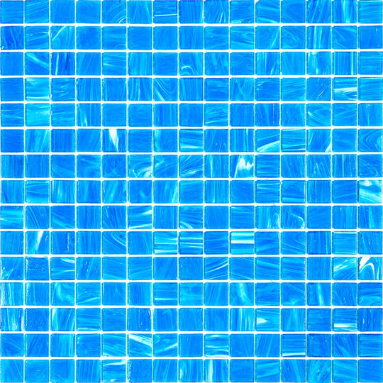 MiR Alma Solid Color 0.8" Stella Blue 12" x 12" Glass Mosaic