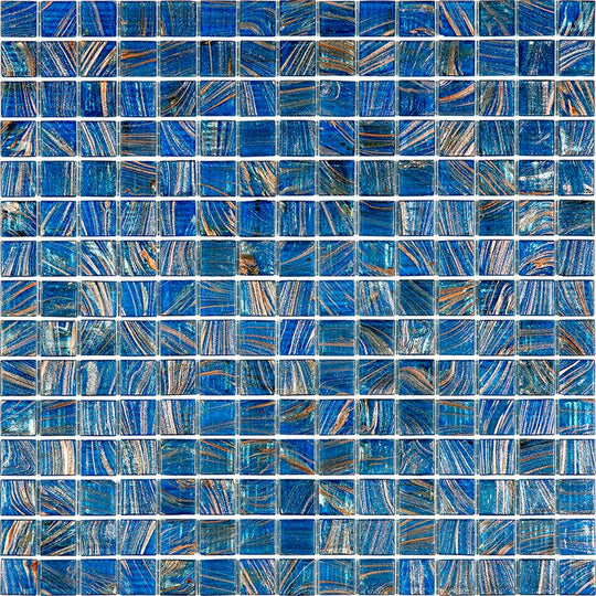 MiR Alma Solid Color 0.8" Stella Blue 12" x 12" Glass Mosaic