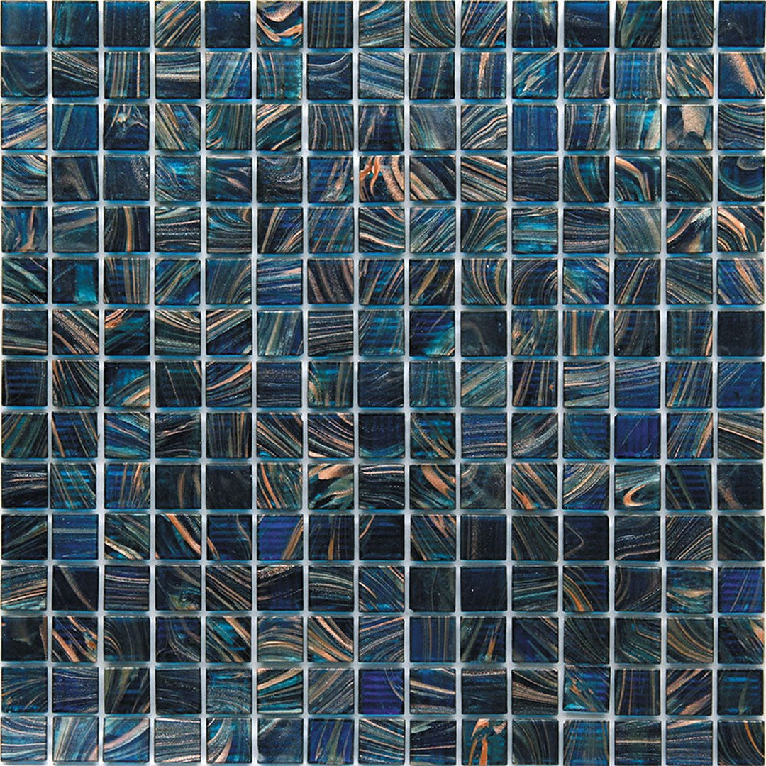 MiR Alma Solid Color 0.8" Stella Blue 12" x 12" Glass Mosaic