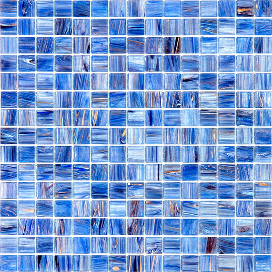 MiR Alma Solid Color 0.8" Stella Blue 12" x 12" Glass Mosaic