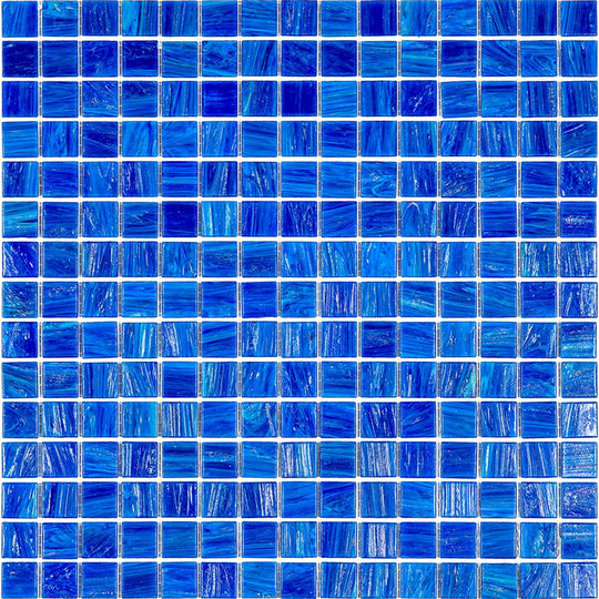 MiR Alma Solid Color 0.8" Stella Blue 12" x 12" Glass Mosaic