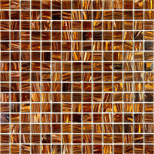 MiR Alma Solid Color 0.8" Stella Brown 12" x 12" Glass Mosaic