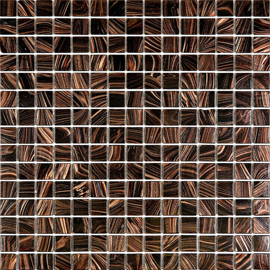 MiR Alma Solid Color 0.8" Stella Brown 12" x 12" Glass Mosaic