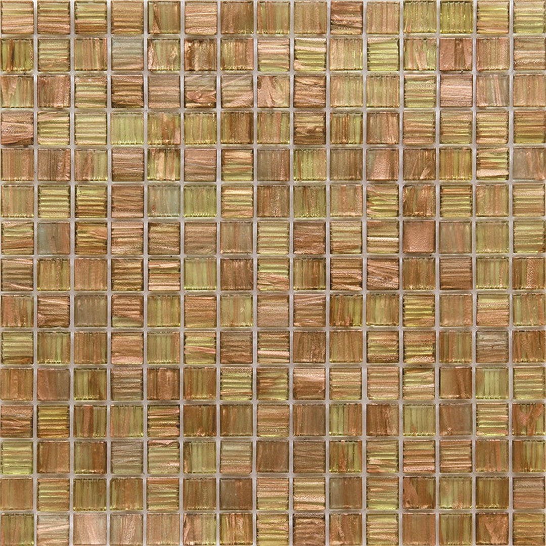 MiR Alma Solid Color 0.8" Stella Brown 12" x 12" Glass Mosaic