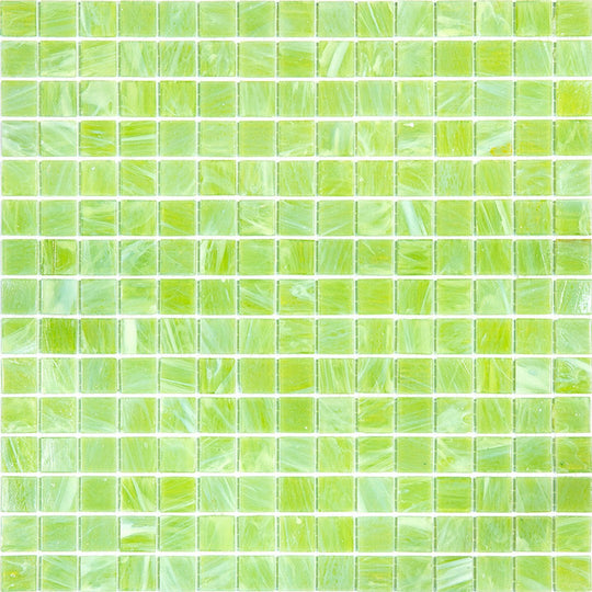 MiR Alma Solid Color 0.8" Stella Green 12" x 12" Glass Mosaic