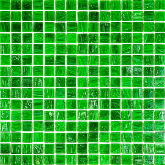 MiR Alma Solid Color 0.8" Stella Green 12" x 12" Glass Mosaic