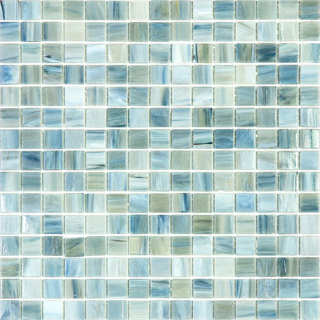 MiR Alma Solid Color 0.8" Stella Grey 12" x 12" Glass Mosaic