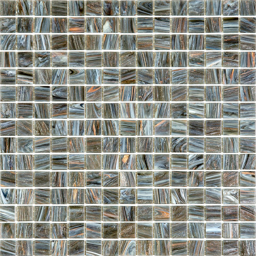 MiR Alma Solid Color 0.8" Stella Grey 12" x 12" Glass Mosaic