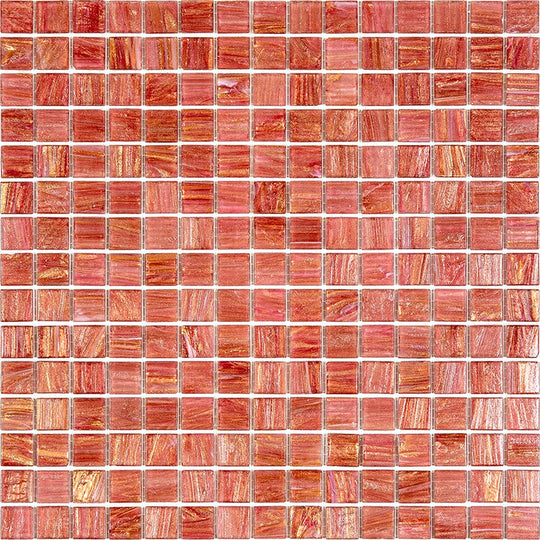 MiR Alma Solid Color 0.8" Stella Red 12" x 12" Glass Mosaic