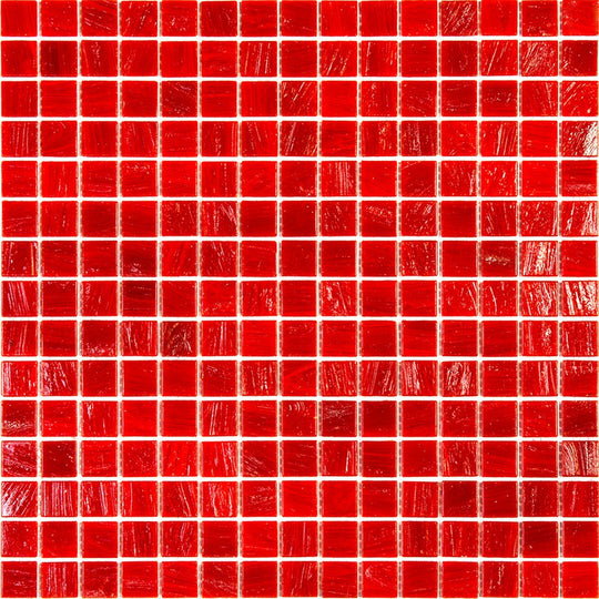 MiR Alma Solid Color 0.8" Stella Red 12" x 12" Glass Mosaic