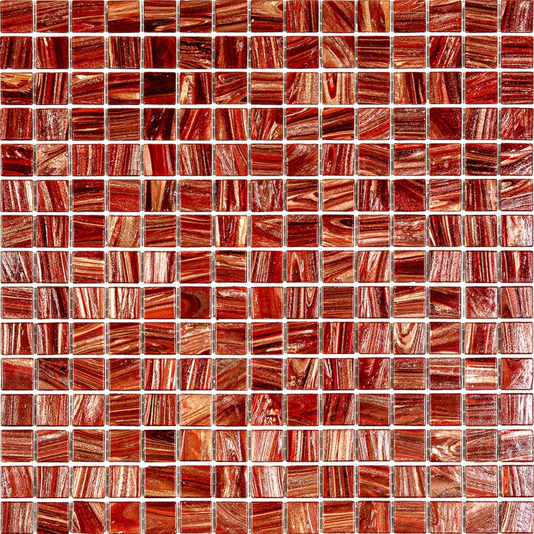 MiR Alma Solid Color 0.8" Stella Red 12" x 12" Glass Mosaic