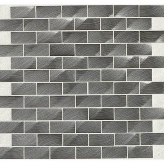 Daltile Structure 12" x 12" Satin Metal 1x2" 3D Brick Joint Mosaic