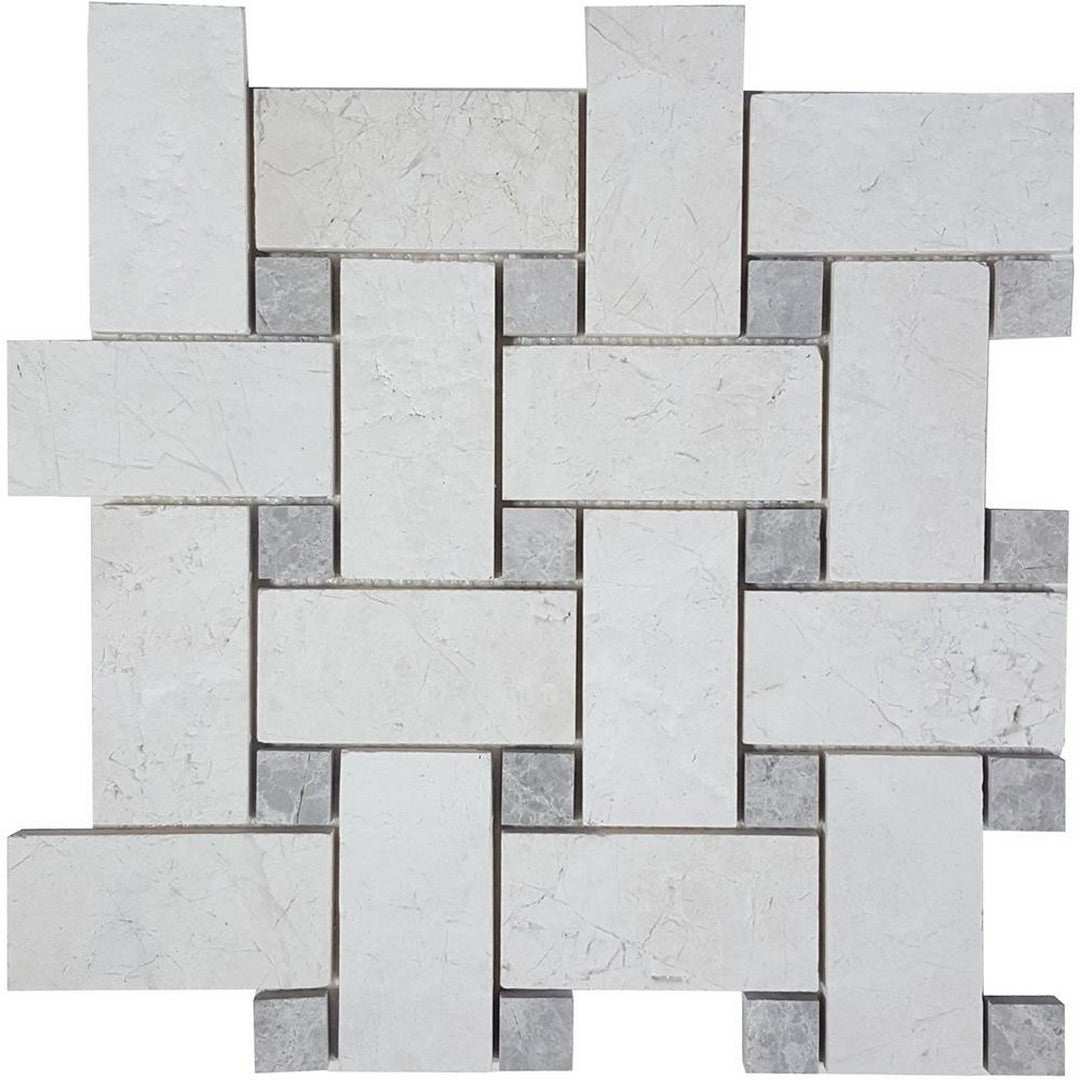 Tesoro 12" x 12" Pietra Antica Brushed Basketweave Natural Stone Mosaic