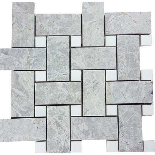 Tesoro 12" x 12" Pietra Antica Brushed Basketweave Natural Stone Mosaic