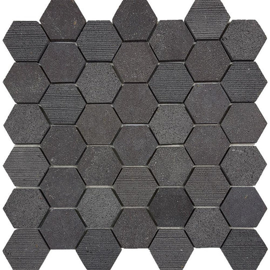 Tesoro 11.75" x 12" Contempo Multi 2" Hexagon Natural Stone Mosaic