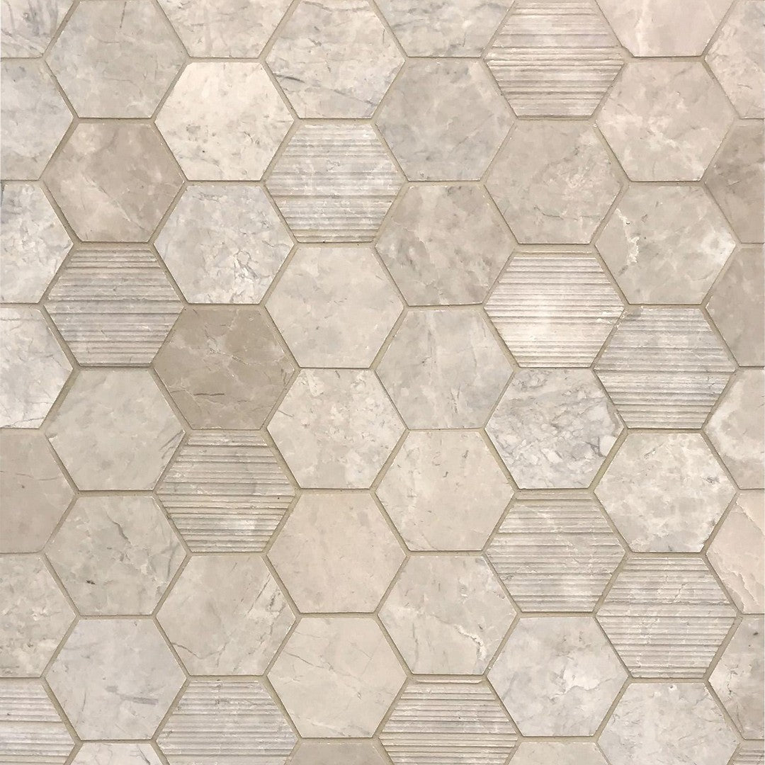 Tesoro 11.75" x 12" Contempo Multi 2" Hexagon Natural Stone Mosaic