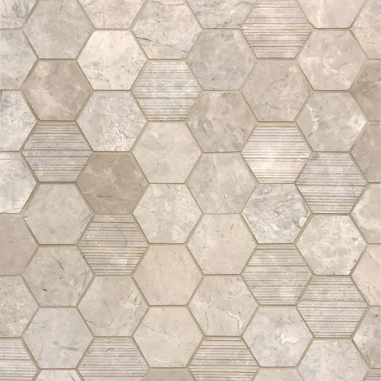 Tesoro 11.75" x 12" Contempo Multi 2" Hexagon Natural Stone Mosaic