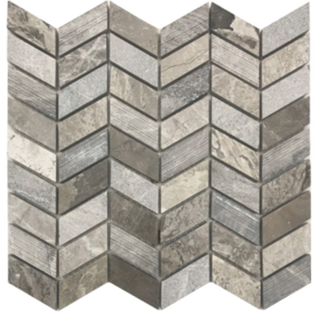 Tesoro 10.75" x 10.25" Contempo Multi Chevron Natural Stone Mosaic