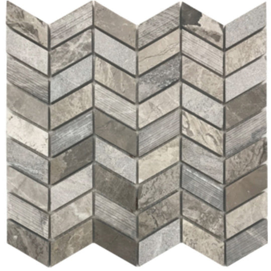 Tesoro 10.75" x 10.25" Contempo Multi Chevron Natural Stone Mosaic