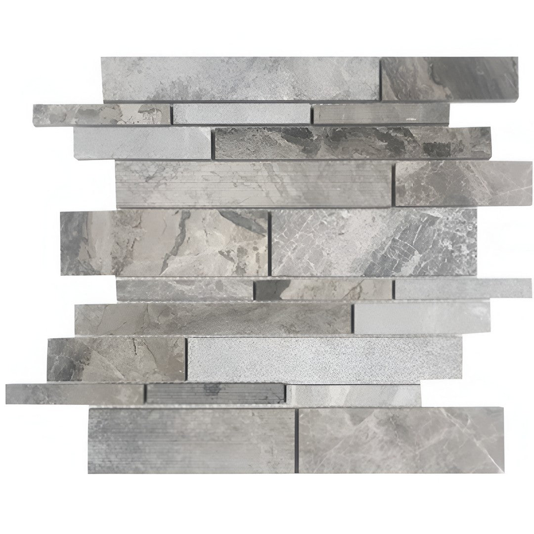Tesoro 12" x 12" Contempo Multi Random Linear Natural Stone Mosaic