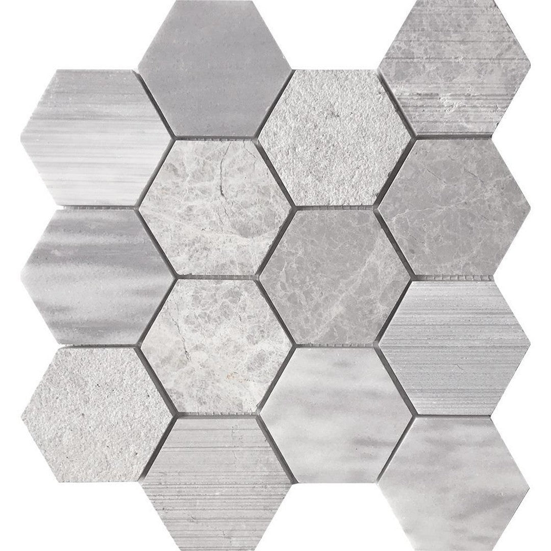 Tesoro 11.75" x 11.75" Contempo Hexagon Blend Natural Stone Mosaic