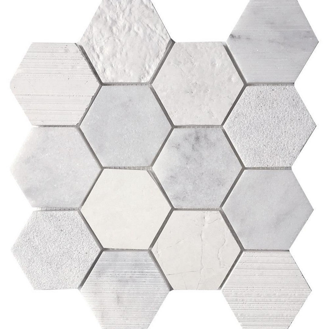 Tesoro 11.75" x 11.75" Contempo Hexagon Blend Natural Stone Mosaic