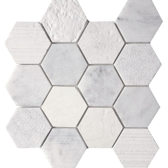 Tesoro 11.75" x 11.75" Contempo Hexagon Blend Natural Stone Mosaic