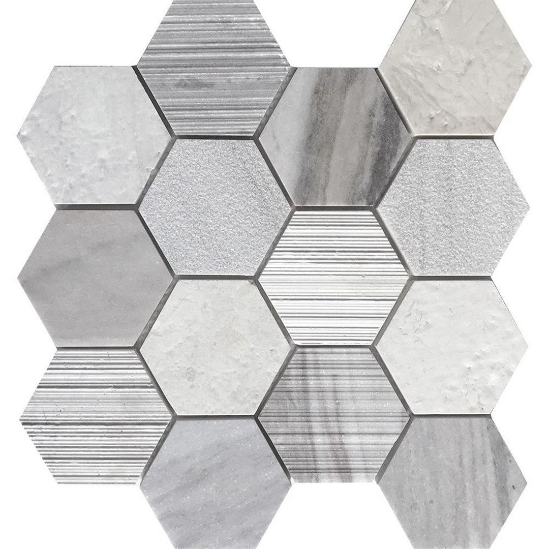 Tesoro 11.75" x 11.75" Contempo Hexagon Blend Natural Stone Mosaic