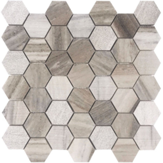 Tesoro 11.75" x 12" Contempo Multi 2" Hexagon Natural Stone Mosaic