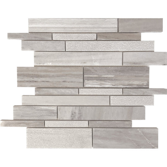 Tesoro 12" x 12" Contempo Multi Random Linear Natural Stone Mosaic