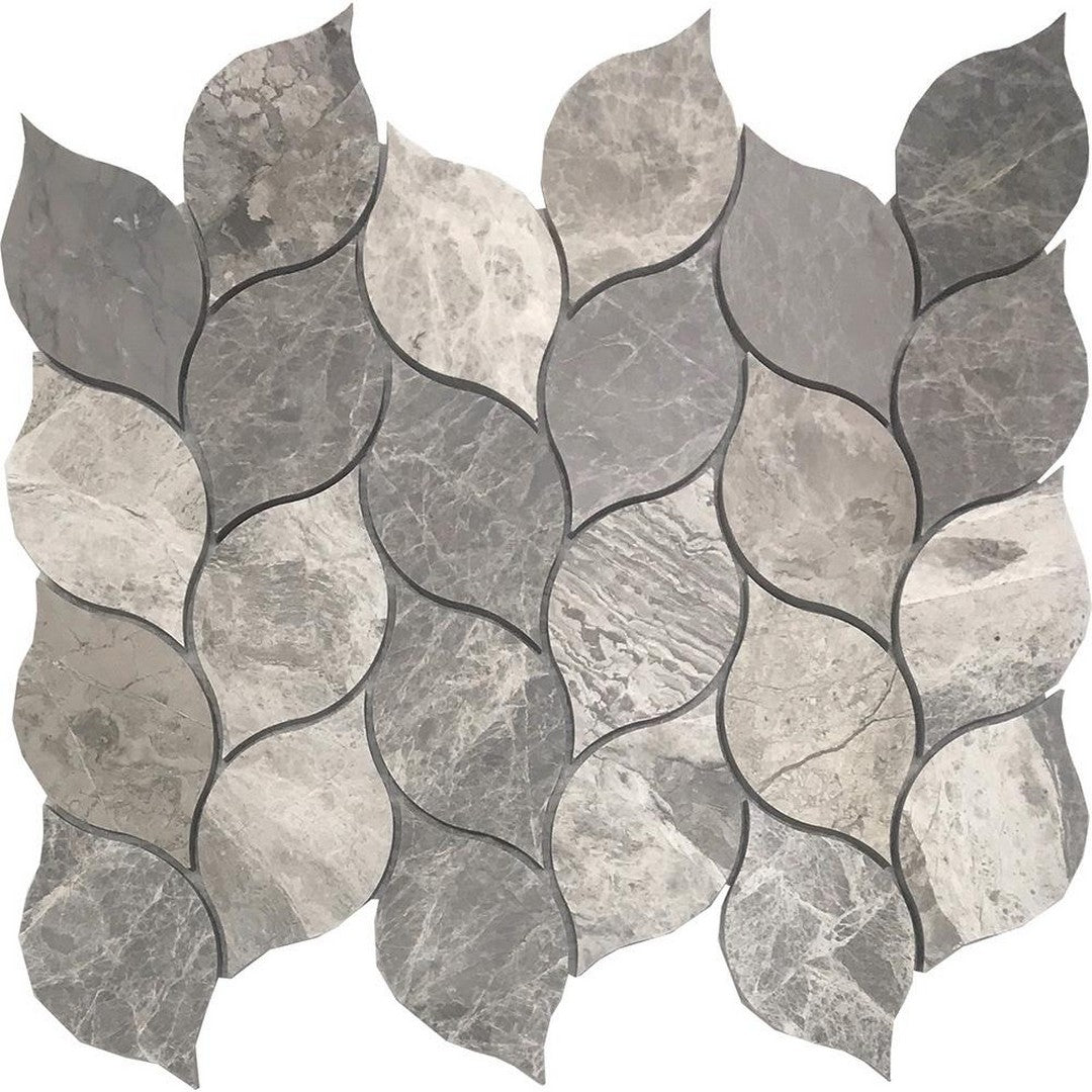 Tesoro 10.5" x 12.5" Hybrid Leaf Waterjet Design Natural Stone Mosaic