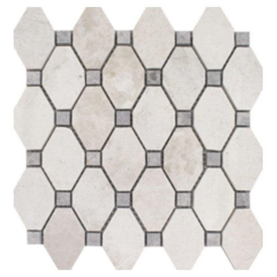 Tesoro 10.25" x 10.5" Pietra Antica Polished Elongated Hexagon Natural Stone Mosaic
