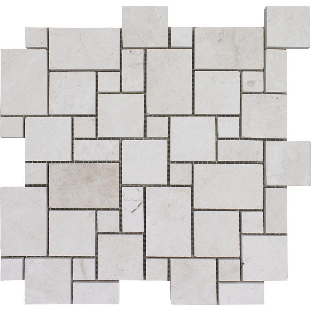 Tesoro 12" x 12" Pietra Antica Brushed Mini Versailles Pattern Natural Stone Mosaic