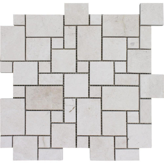 Tesoro 12" x 12" Pietra Antica Brushed Mini Versailles Pattern Natural Stone Mosaic