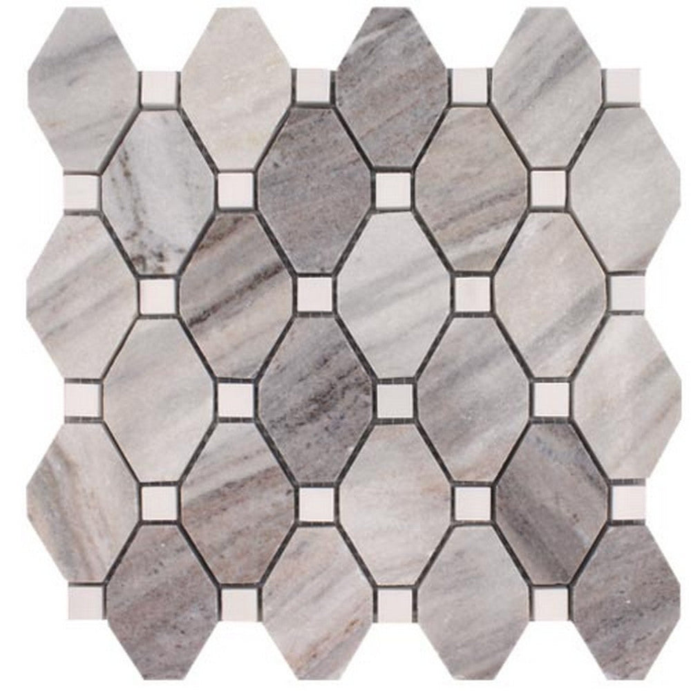 Tesoro 10.25" x 10.5" Pietra Antica Polished Elongated Hexagon Natural Stone Mosaic