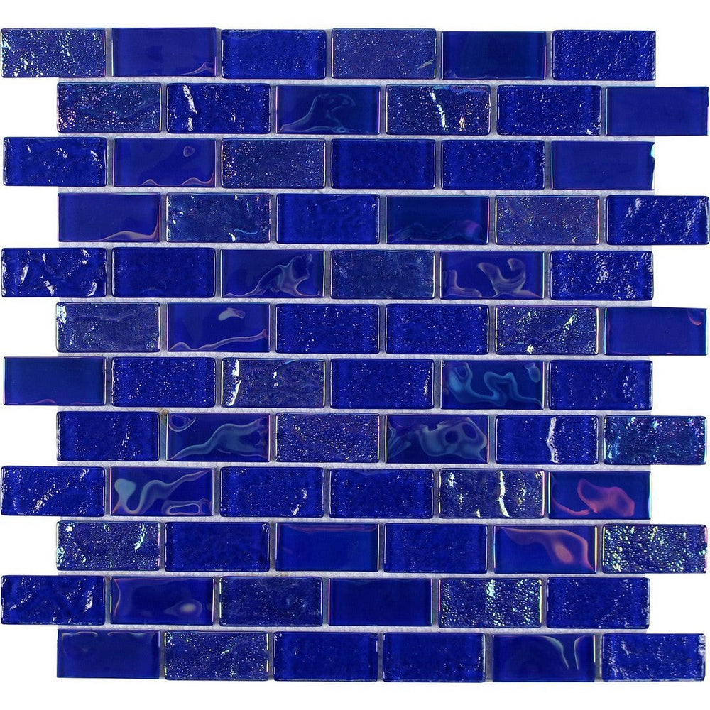 Tesoro 12" x 12" Mercury Interlocking 1x2" Brick Glass Mosaic