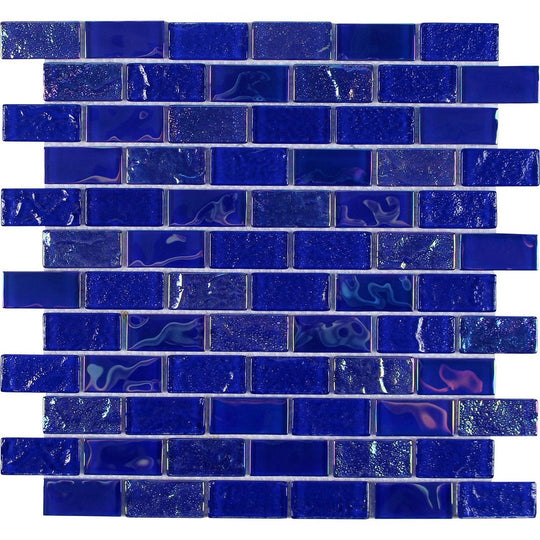 Tesoro 12" x 12" Mercury Interlocking 1x2" Brick Glass Mosaic