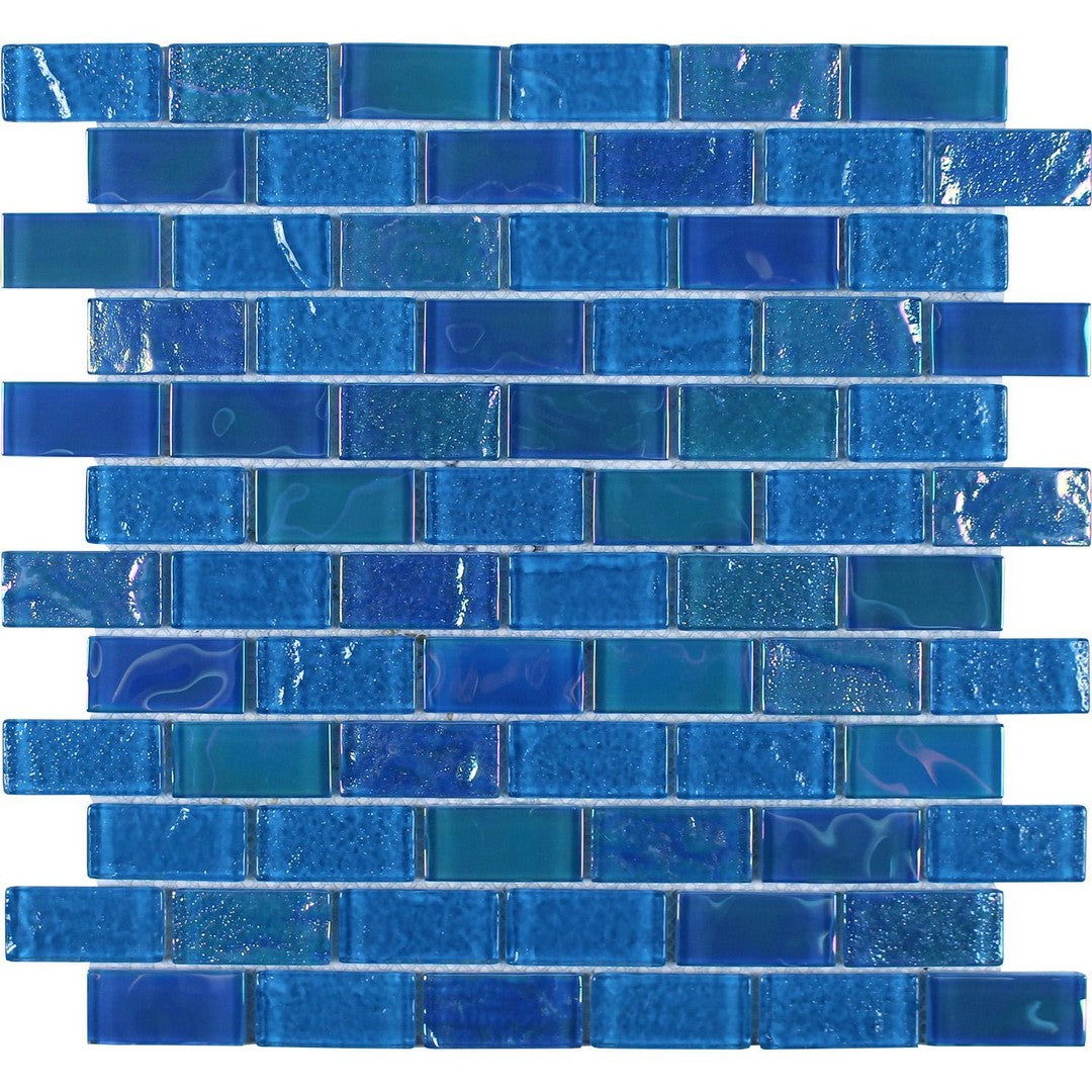 Tesoro 12" x 12" Mercury Interlocking 1x2" Brick Glass Mosaic