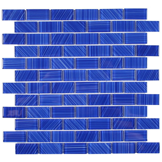 Tesoro 12" x 12" Striped Interlocking 1x2" Glass Mosaic