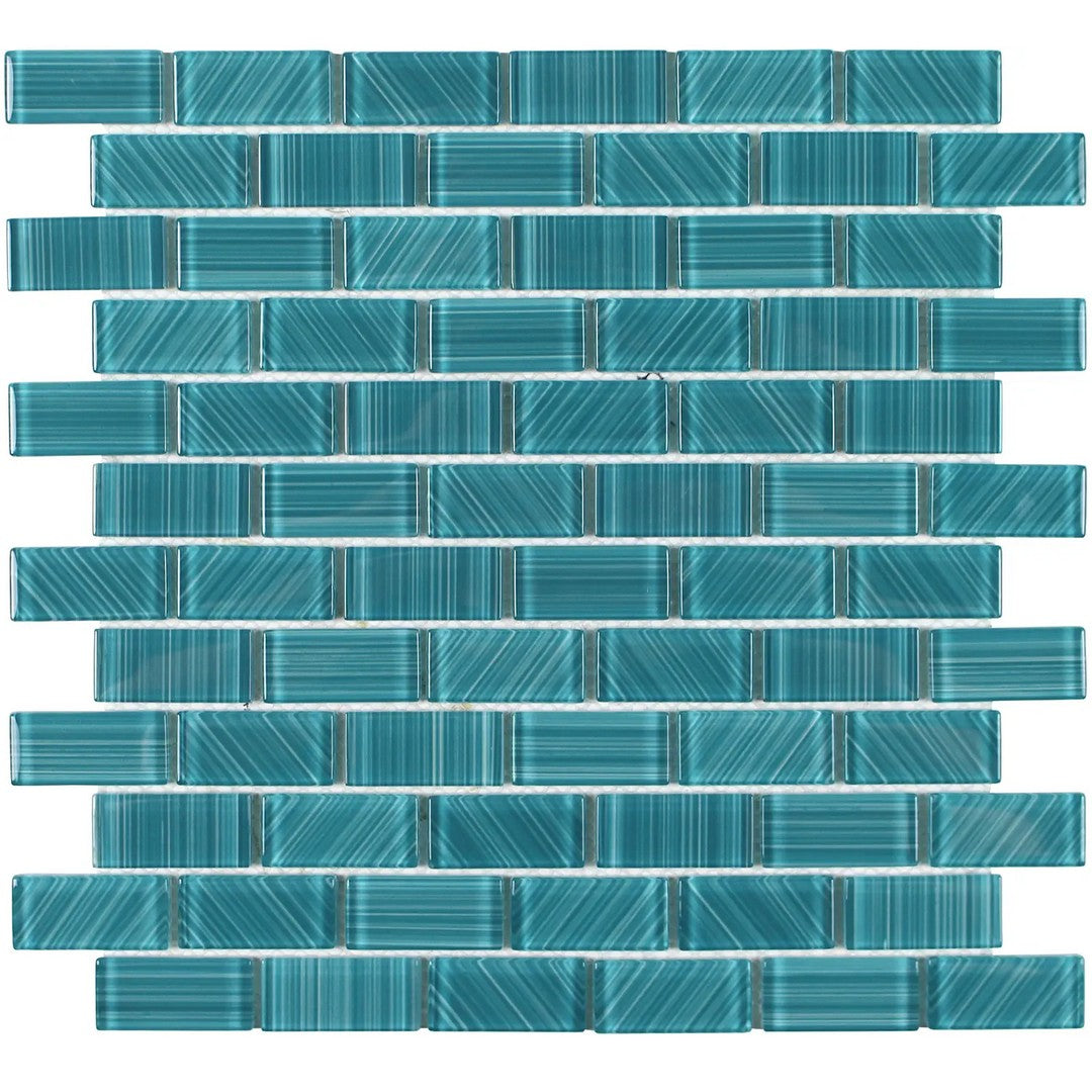 Tesoro 12" x 12" Striped Interlocking 1x2" Glass Mosaic