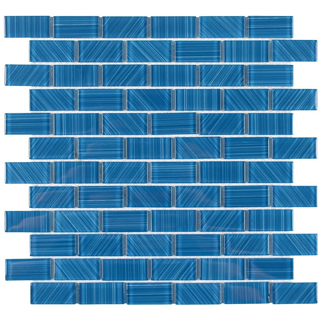 Tesoro 12" x 12" Striped Interlocking 1x2" Glass Mosaic