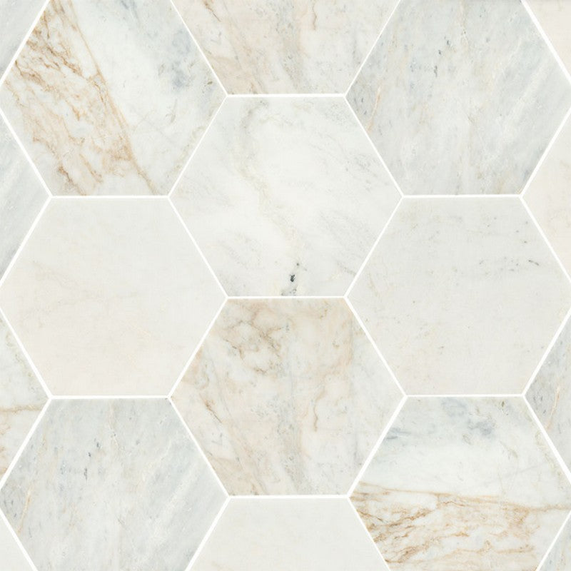 MS International 8" x 9" Arabescato Venato Marble 8" Hexagon Tile